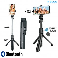 Bastão de Selfie Tripé Bluetooth LE-3502 It Blue - Preto